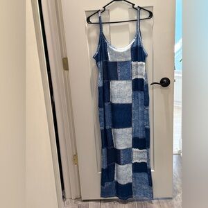 Patchwork Denim Maxi Dress